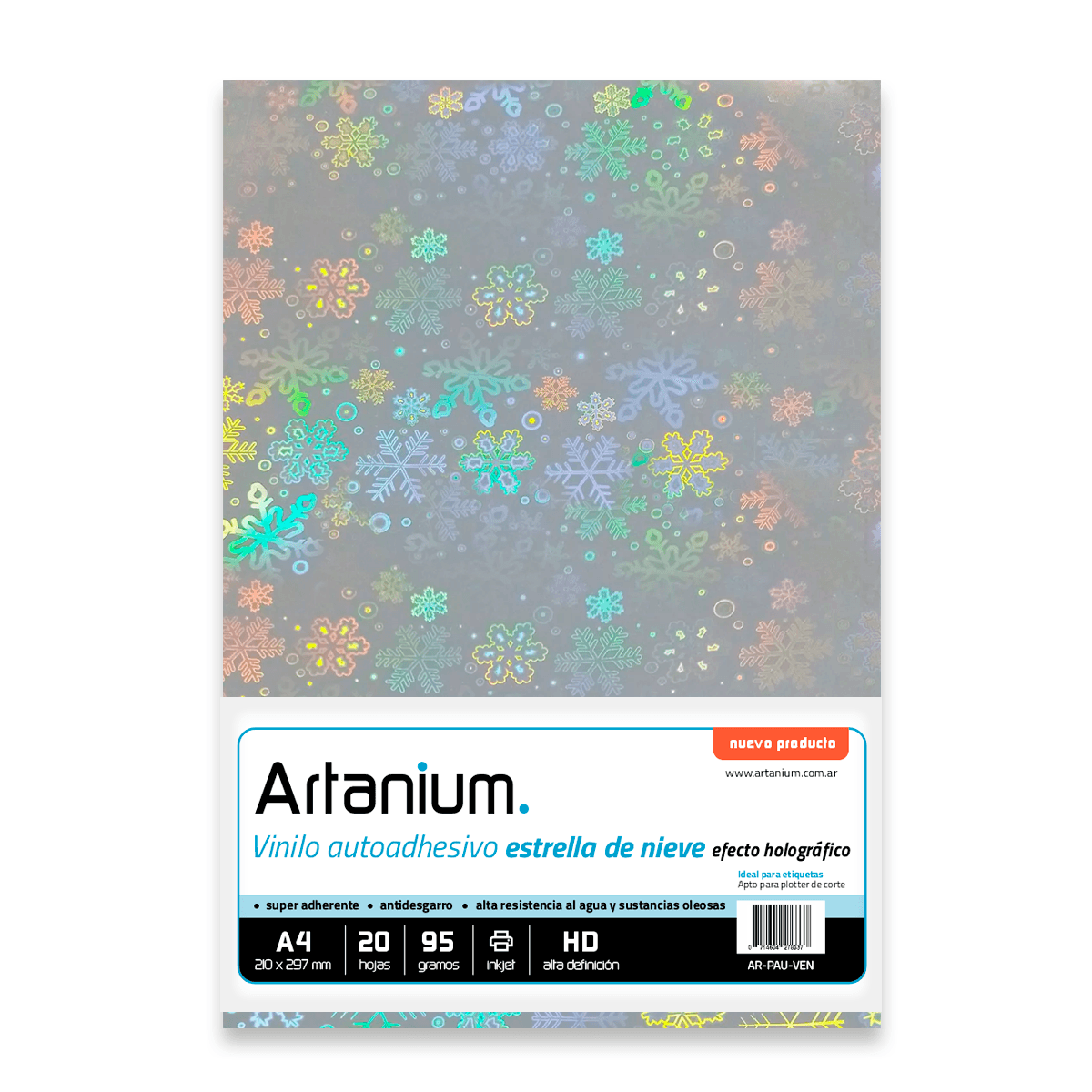 Vinilo Adhesivo Estrella de Nieve - Efecto Holográfico - A4 130gr - 20 Hojas