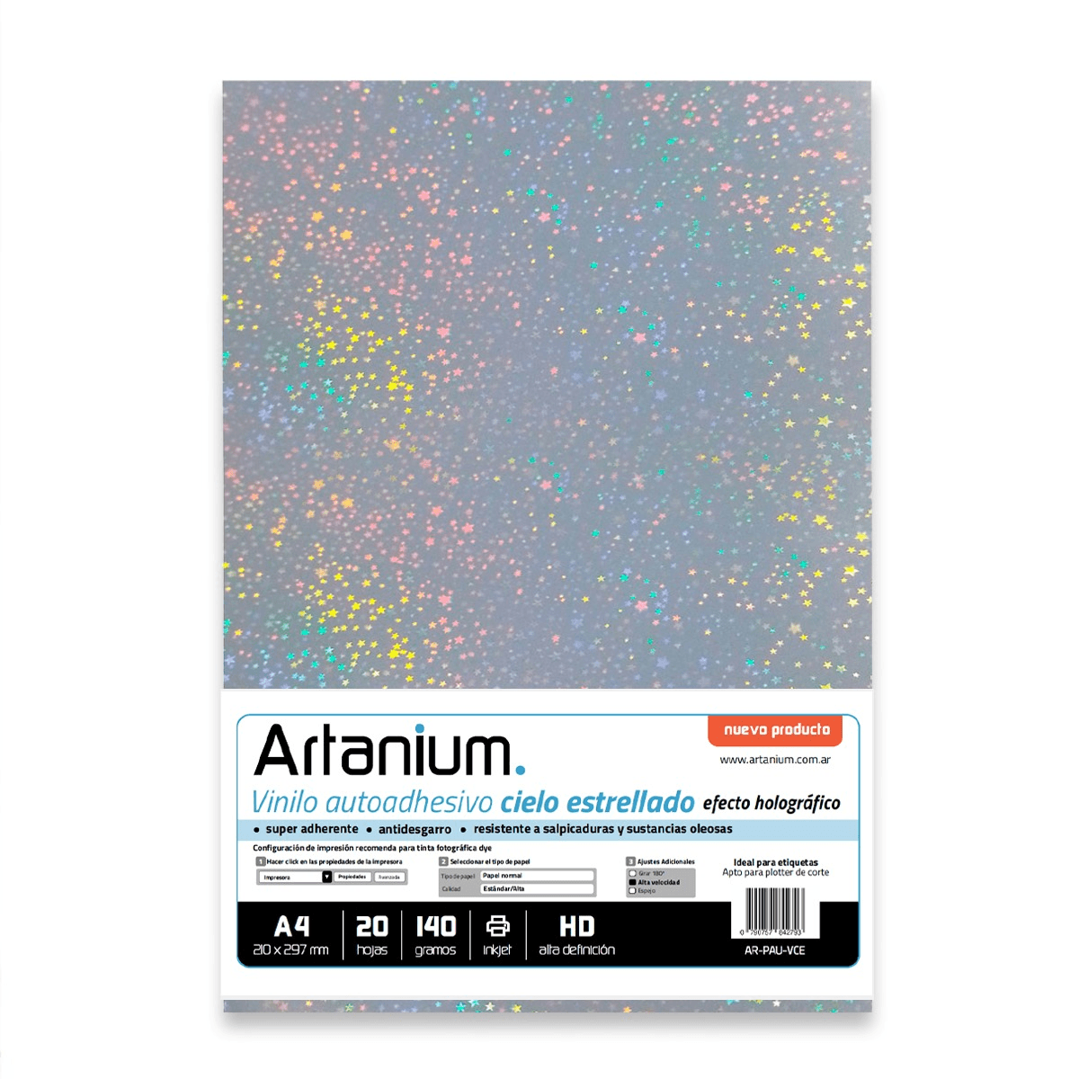 Vinilo Adhesivo Cielo Estrellado - Efecto Holográfico - A4 140gr - 20 Hojas