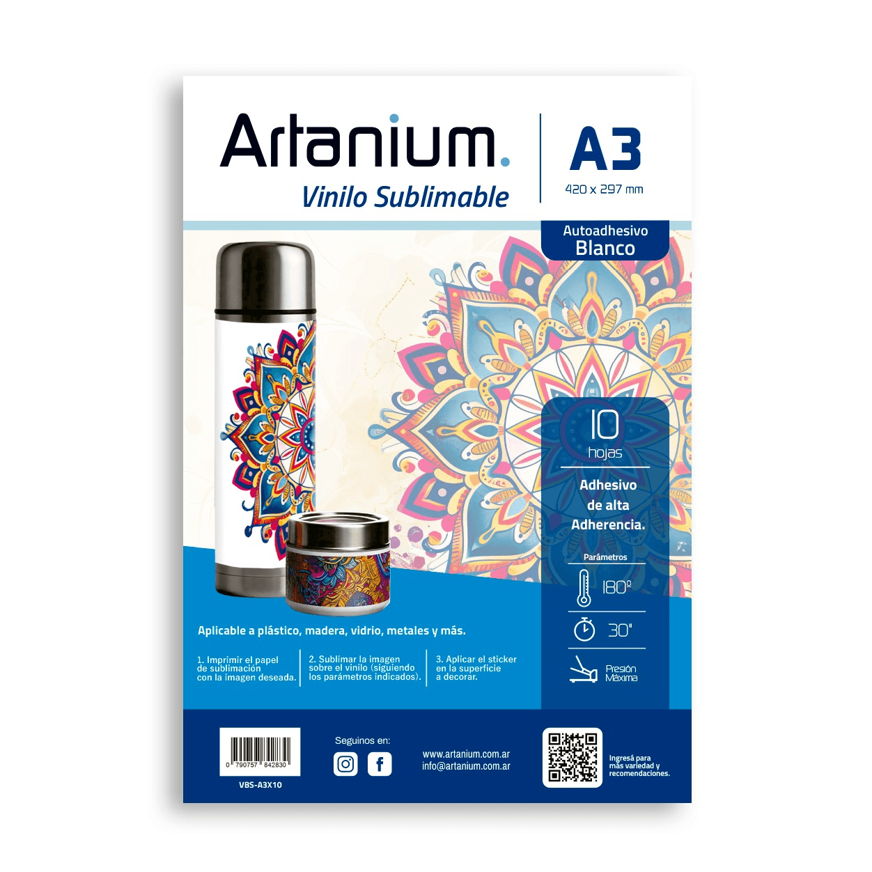 Vinilo Blanco Sublimable A3 x 10 Hojas