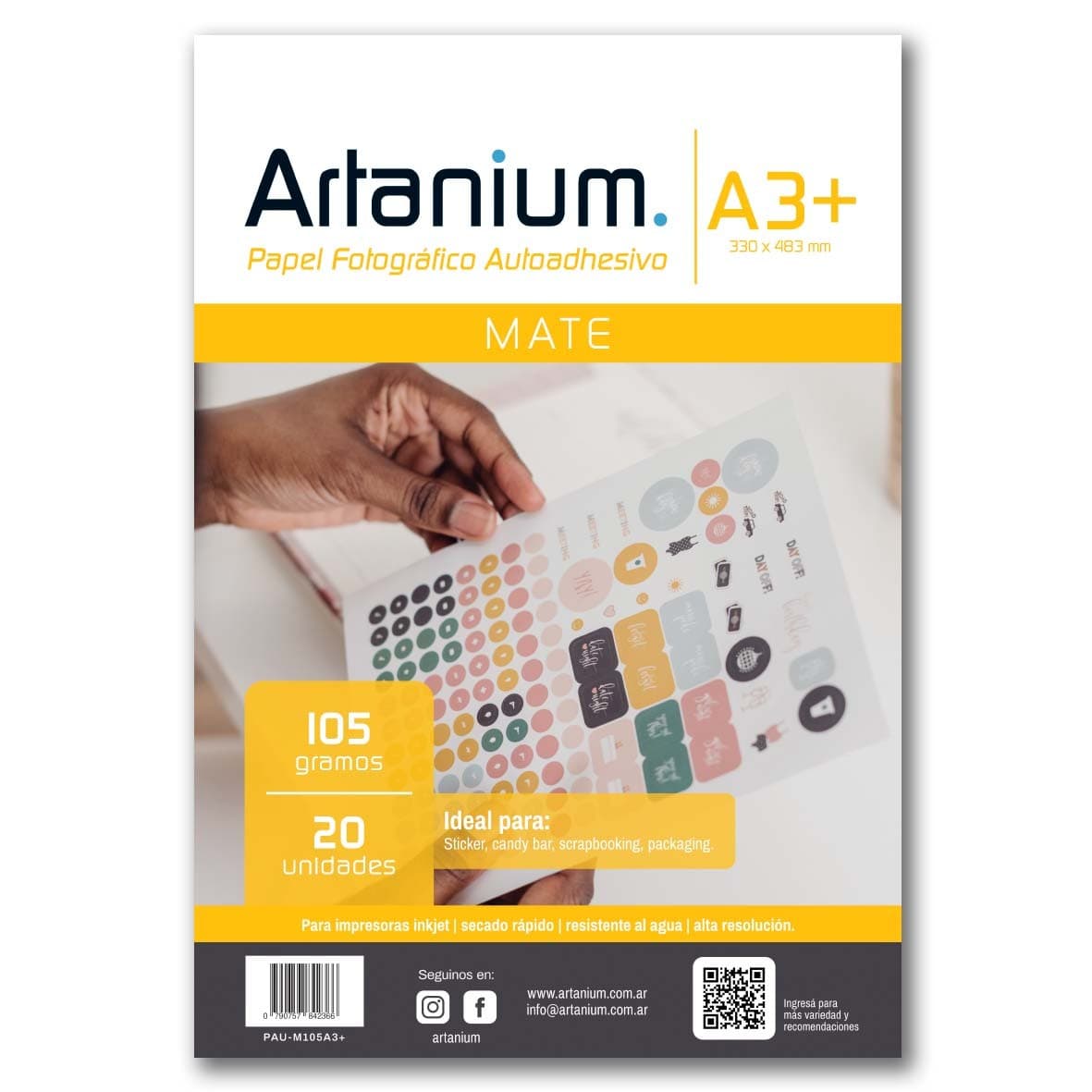 Papel Photo Matte Autoadhesivo 105gr A3+ x20 Hojas