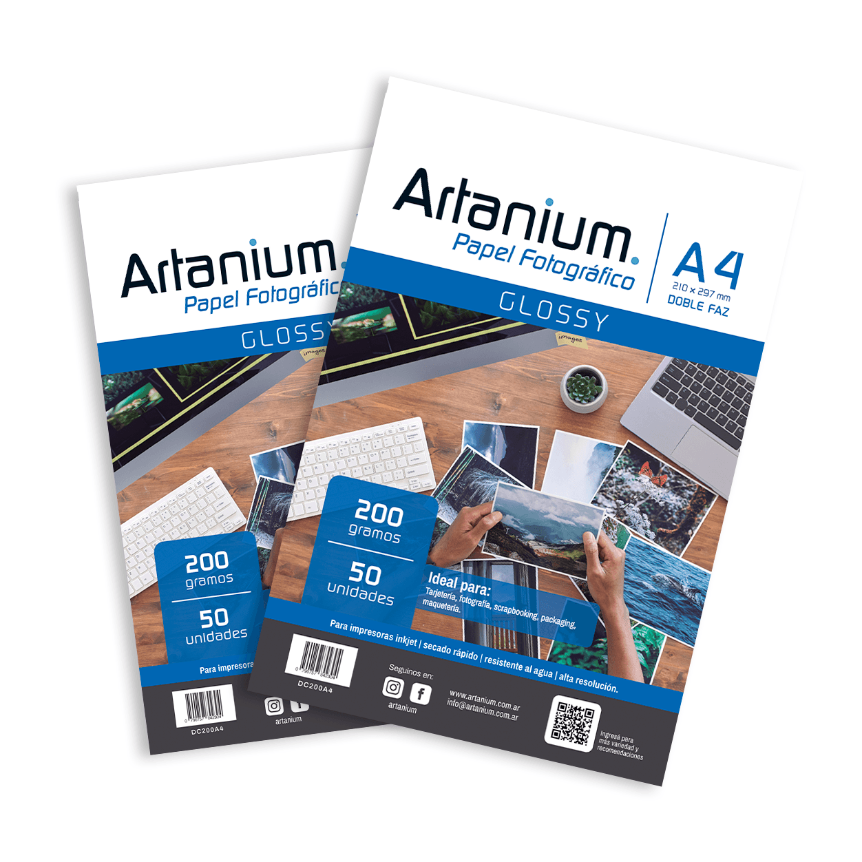 Papel Doble Faz Glossy Fotografico CC A4 200gr x50 Hojas