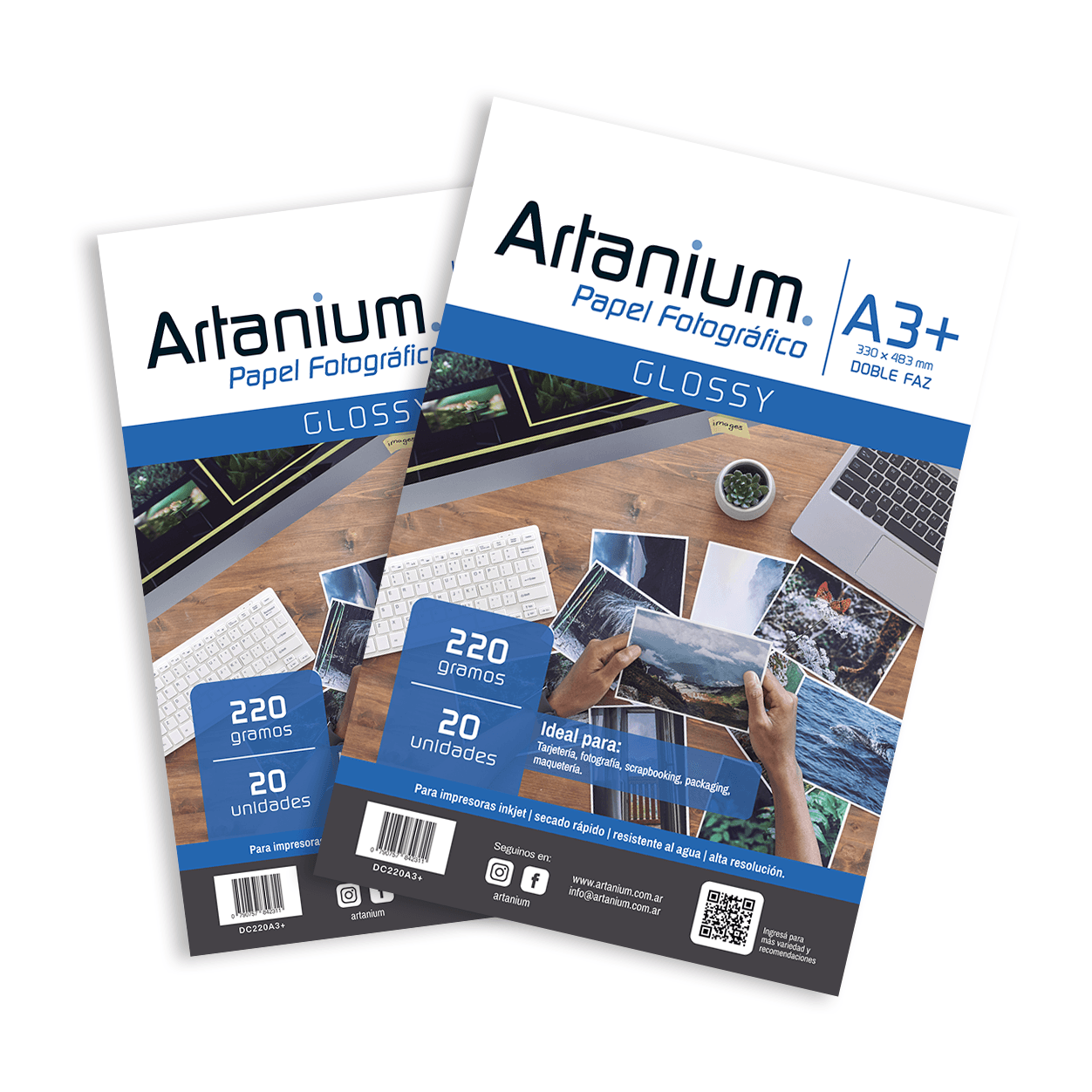 Papel Doble Faz Glossy Fotografico CC A3+ 220gr x20 Hojas