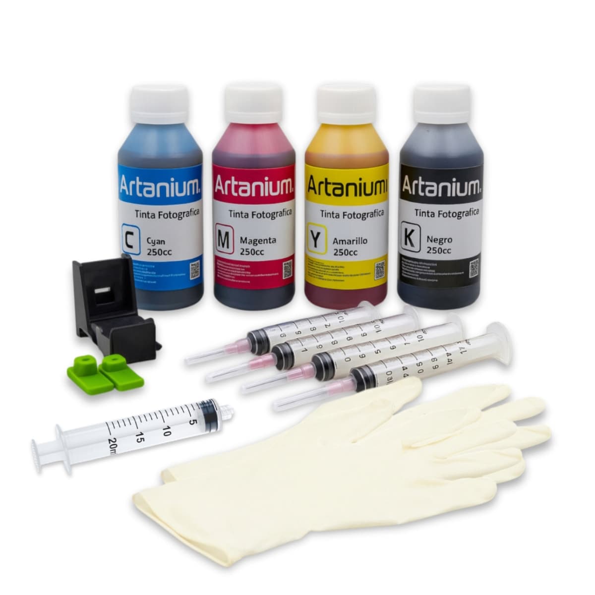 Kit Recarga HP 100/250cc por color + Purgador - Tinta Fotografica